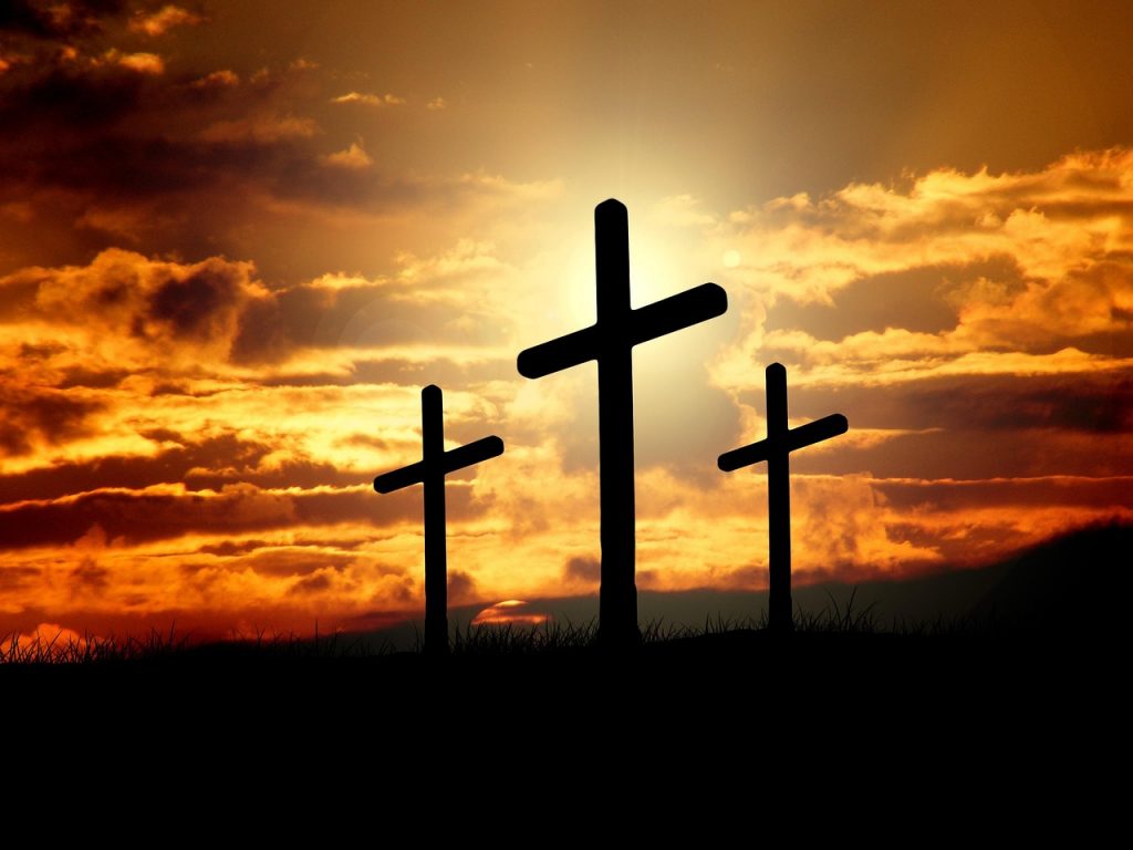 crosses, sunset, silhouettes, dusk, dawn, twilight, clouds, nature, sky, sunrise, hill, crucifixion, resurrection, christianity, christ, faith, god, jesus, easter, religion